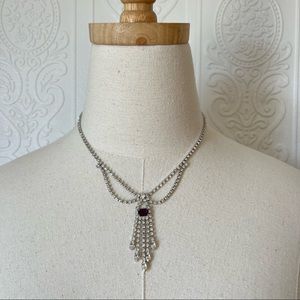 Vintage 1980s Rhinestone Drop Necklace